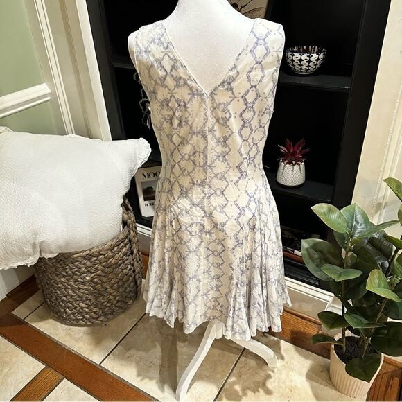 Rebecca Taylor Tie-dye Print Poplin V-Neck Dress Frost Size 6 - Picture 5 of 14